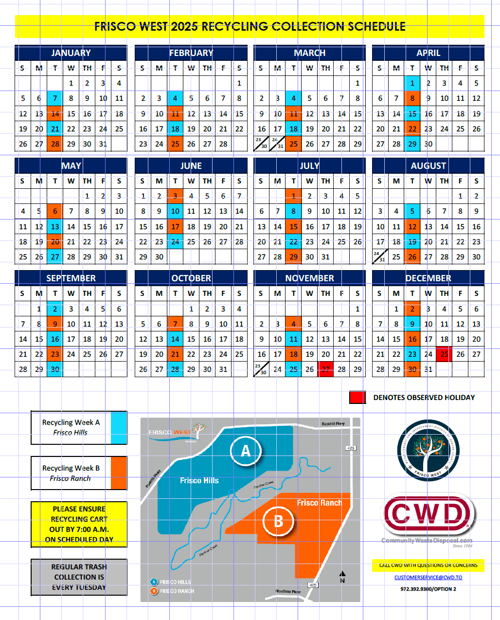 2025 Frisco West Recycling Collection Schedule